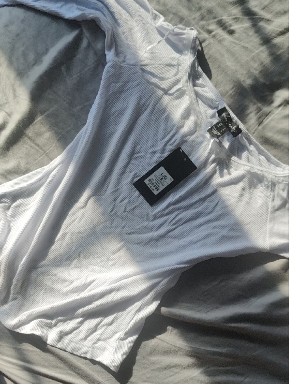 White Ribbed Short-Sleeve Tee - Picture 8 of 8